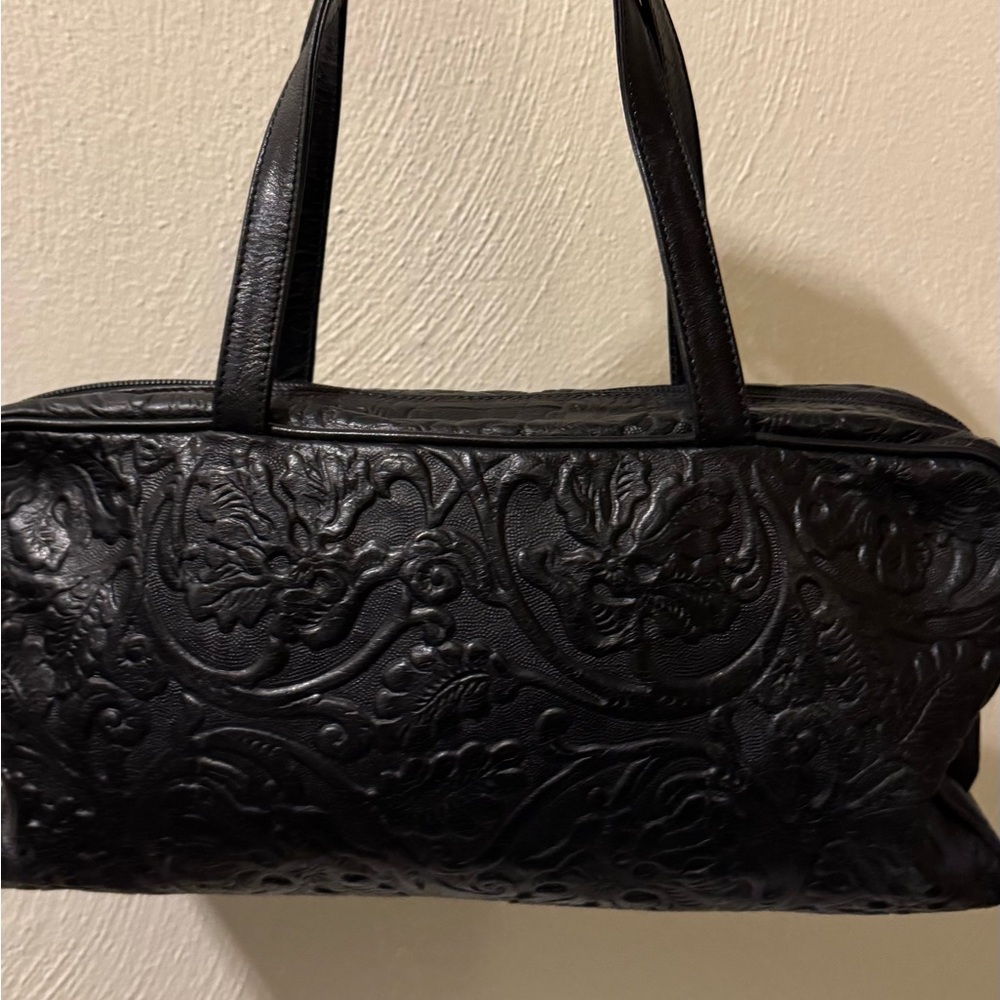 Auth vintages Kenzo Paris paisley leather embossed bag